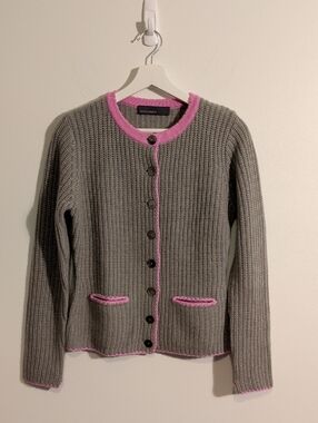 PIERRE CLAIRE cashmere & wool traditional cardigan - size medium